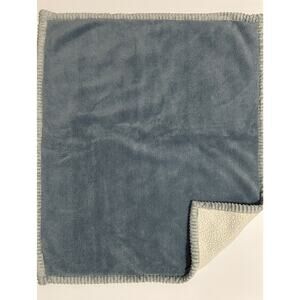 Chick Pea Dark Blue Gray Sherpa Chenille Ribbed Trim Edge Baby Blanket Lovey